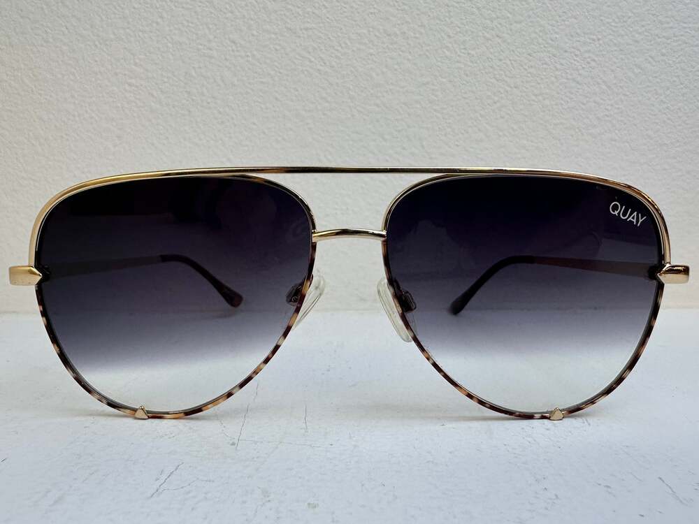 Quay Australia High Key Mini Gold Tortoise Aviator Sunglasses